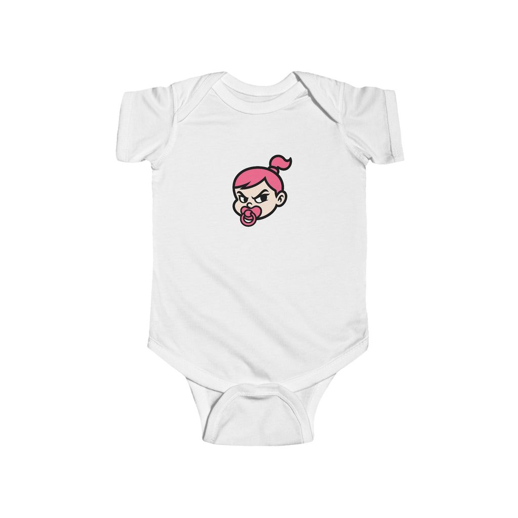 Pink Baby Face Pacifier Infant Bodysuit | Cute Cartoon Baby Head