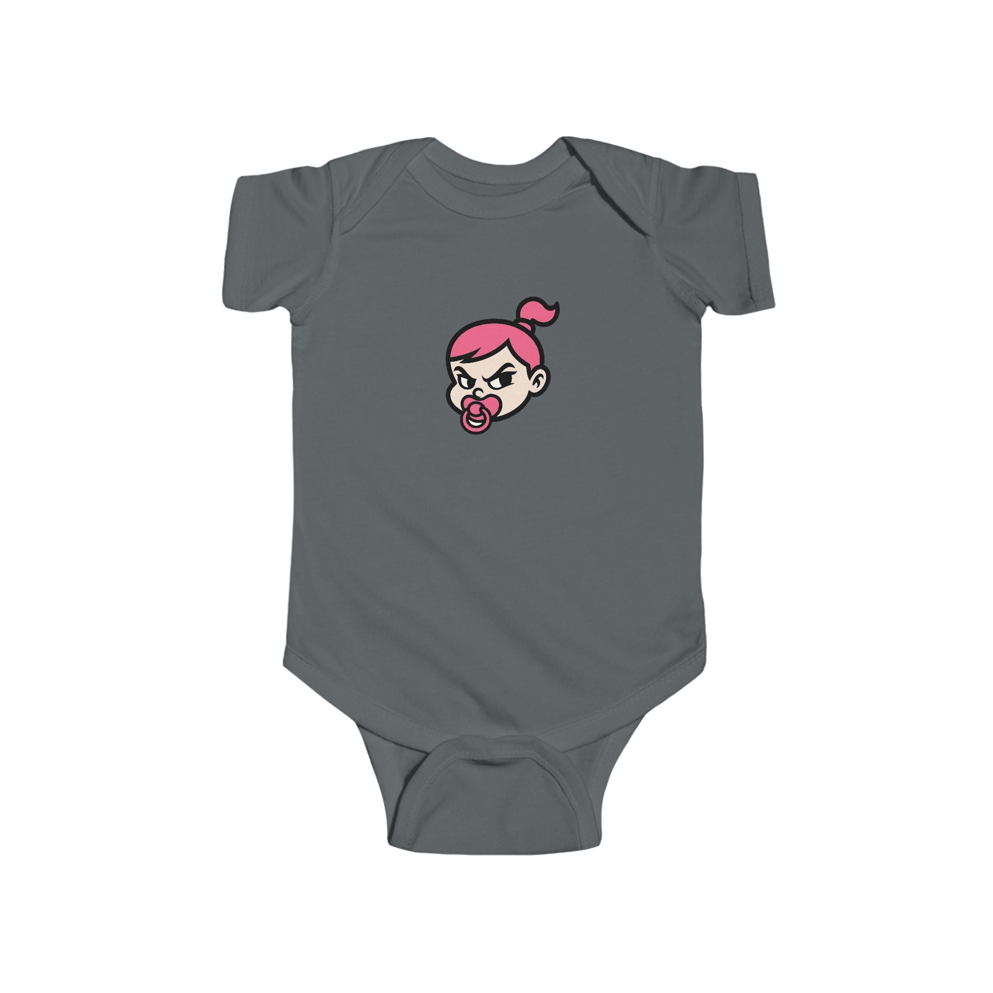 Pink Baby Face Pacifier Infant Bodysuit | Cute Cartoon Baby Head