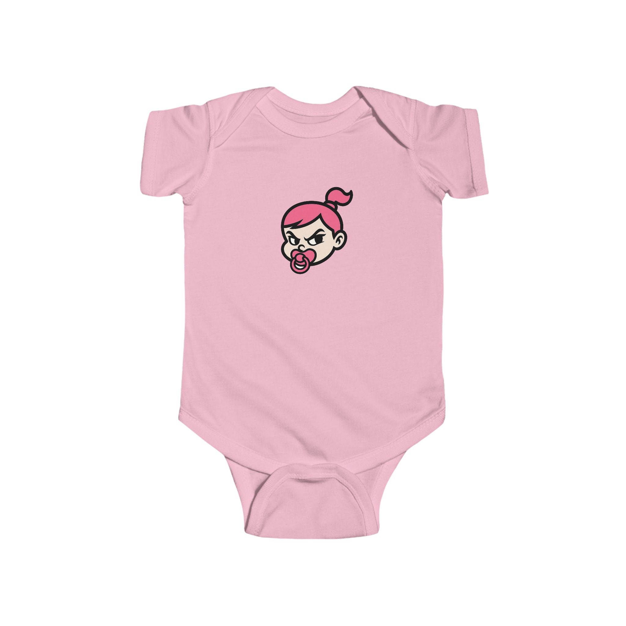 Pink Baby Face Pacifier Infant Bodysuit | Cute Cartoon Baby Head