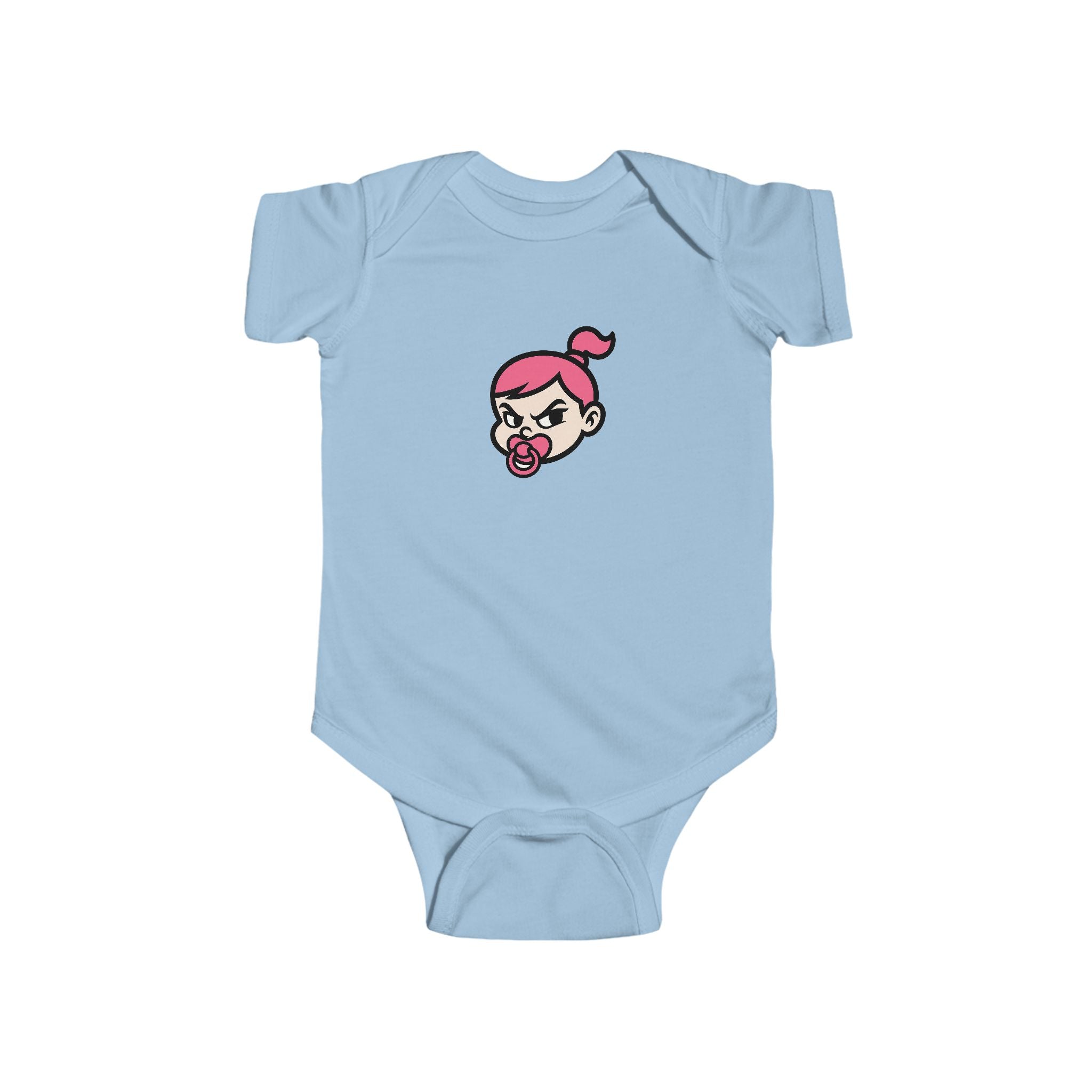 Pink Baby Face Pacifier Infant Bodysuit | Cute Cartoon Baby Head