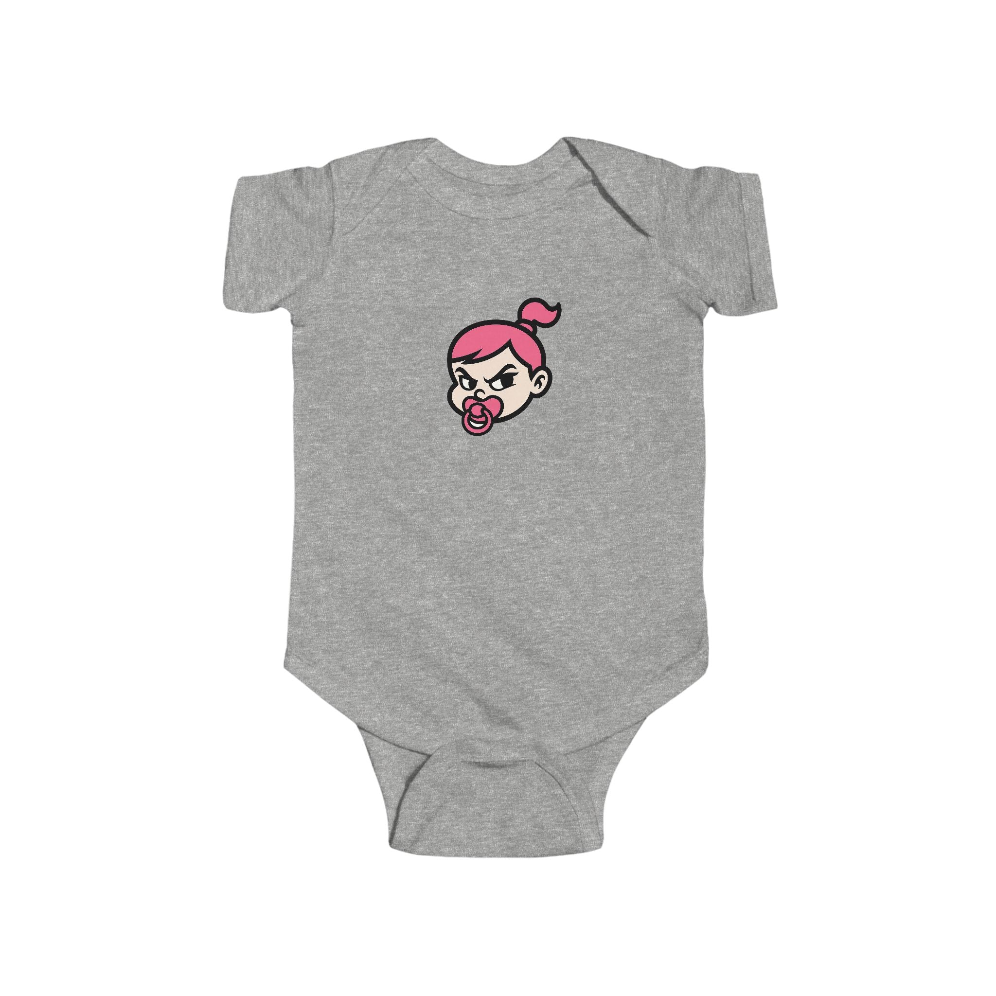 Pink Baby Face Pacifier Infant Bodysuit | Cute Cartoon Baby Head