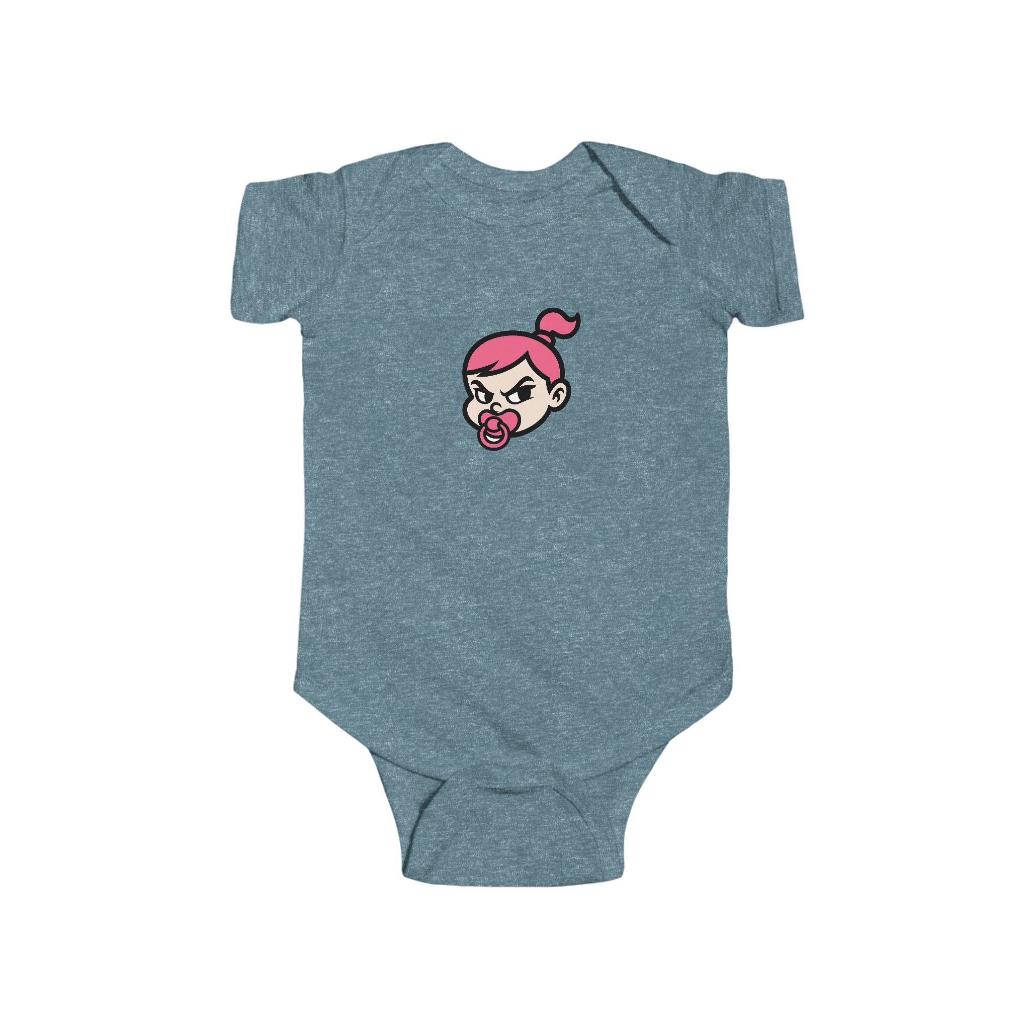 Pink Baby Face Pacifier Infant Bodysuit | Cute Cartoon Baby Head